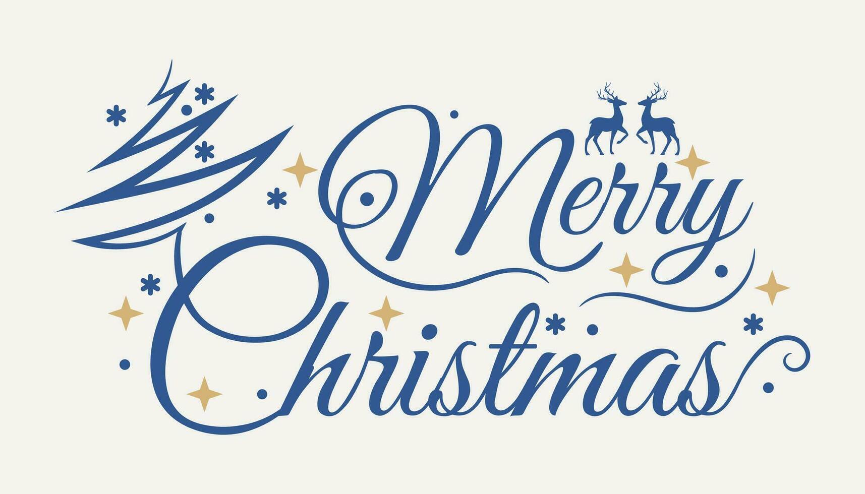 Elegant Merry christmas Lettering design card template vector