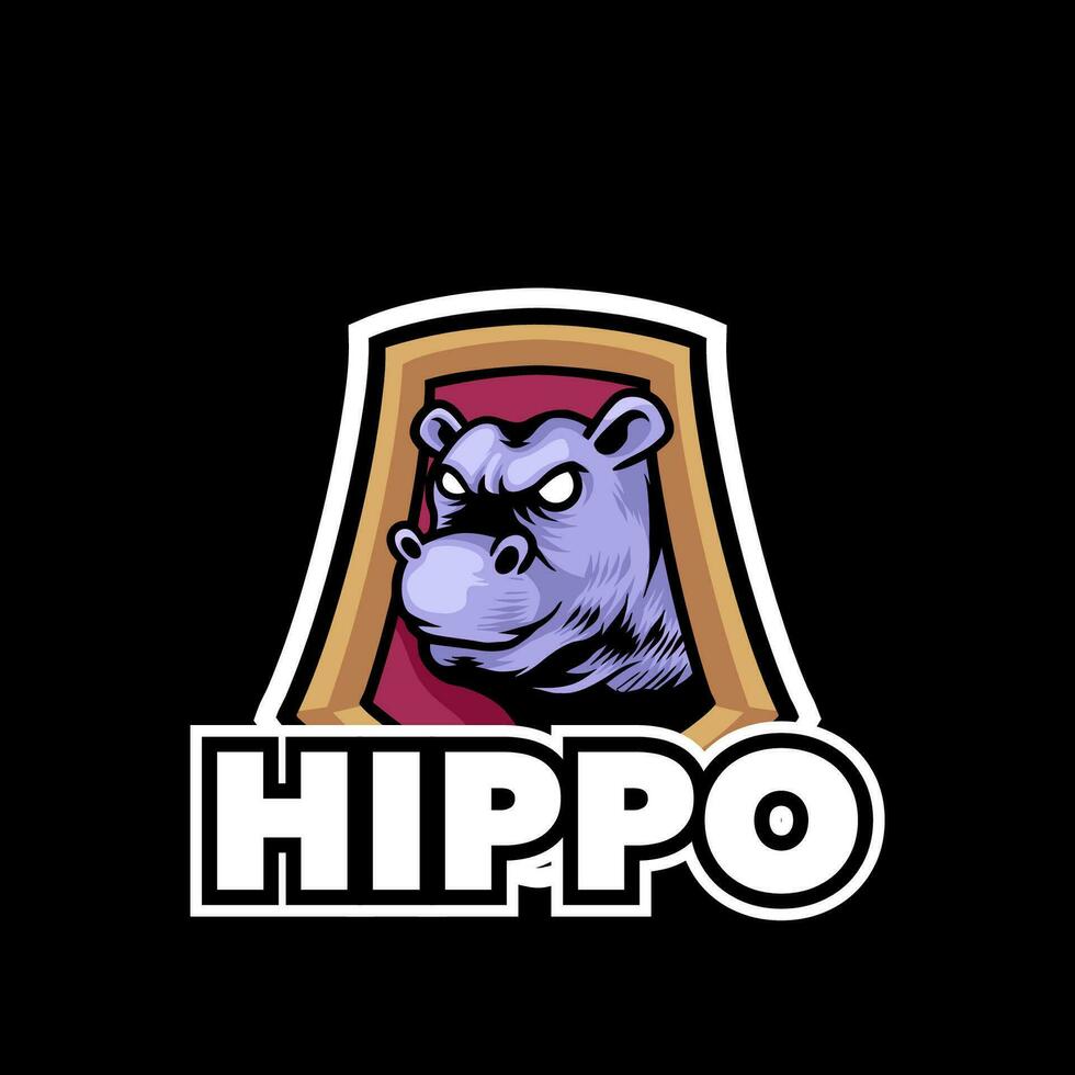 hipopótamo mascota logo deporte juego de azar diseño vector