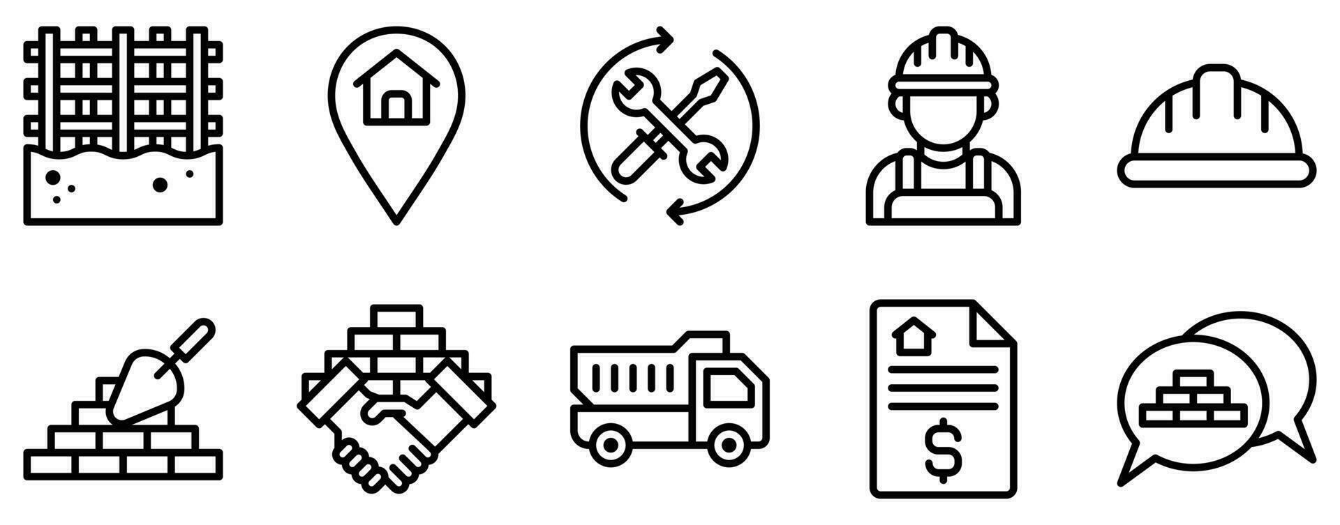 construction business line style icon set collection vector