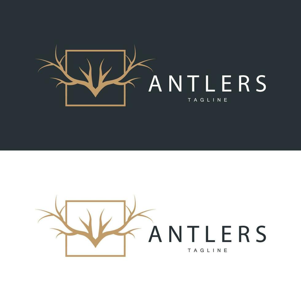 Deer Antlers Logo Design Hunter Antlers Forest Animal Symbol Illustration vector