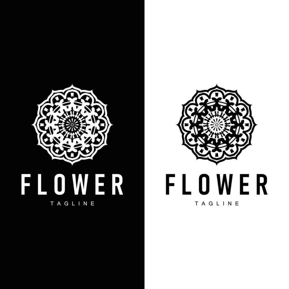 Abstract style flower logo design simple floral mandala illustrator template vector