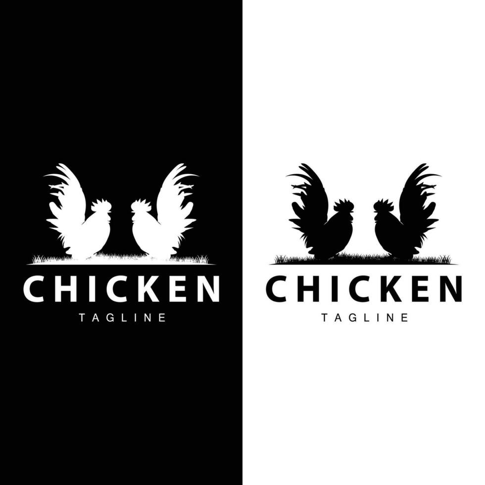 pollo logo granja animal ganado pollo granja diseño frito pollo restaurante vector