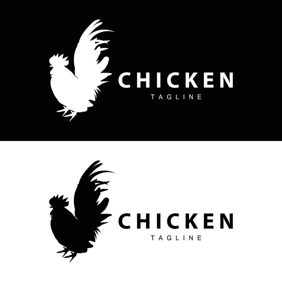 pollo logo granja animal ganado pollo granja diseño frito pollo restaurante vector