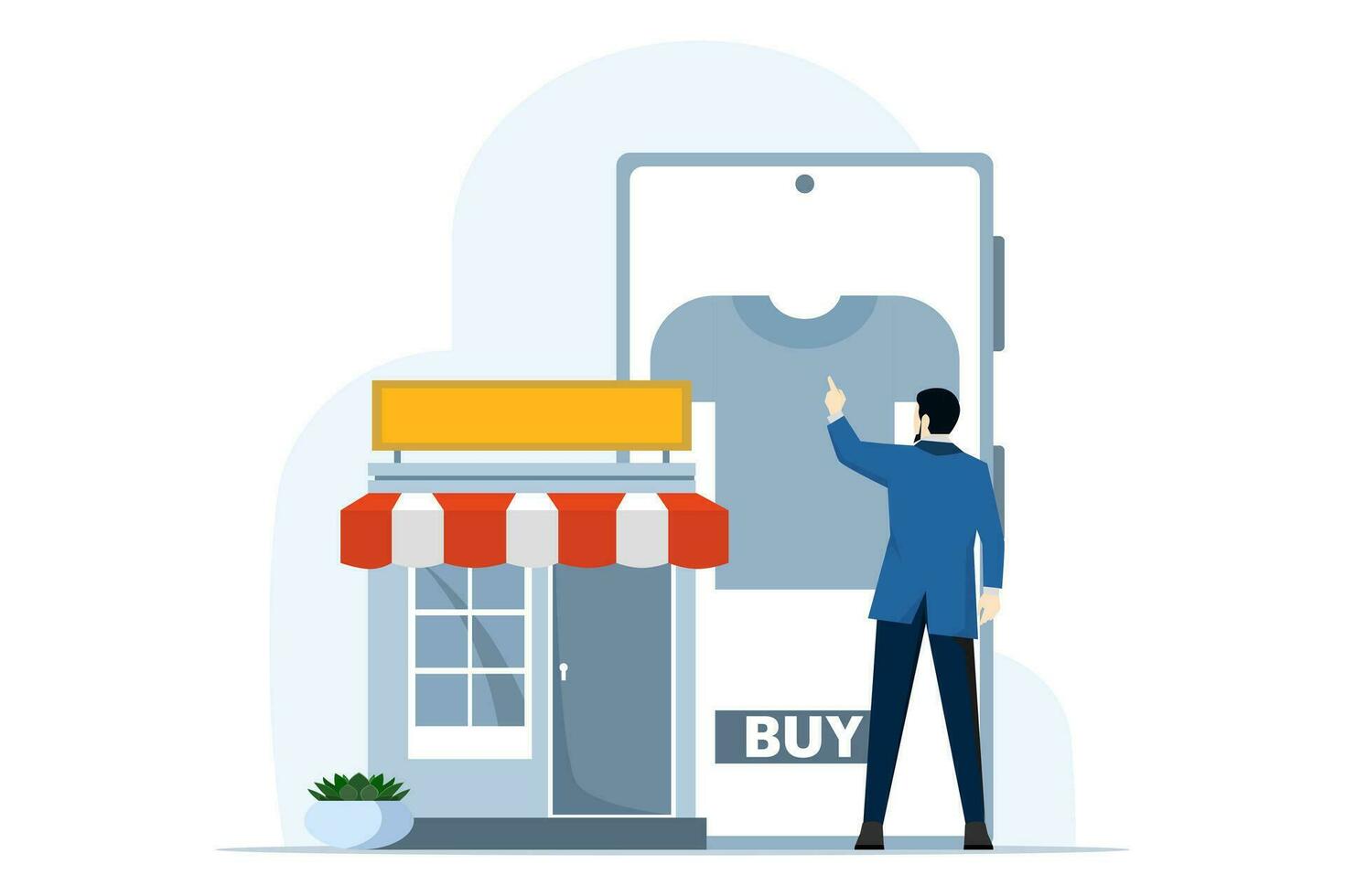 Payment concept in mobile e-commerce, characters buying goods on a mobile application in an online store and paying for the purchase with a debit card, online shopping, finance and payments. vector