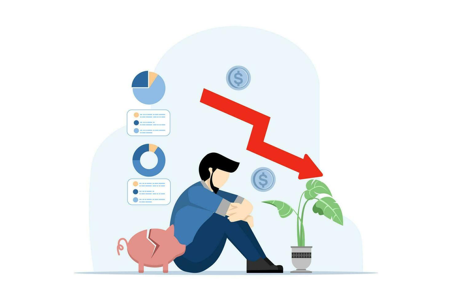 concepto de financiero planificación y presupuesto deuda gestión. organización, rastreo y pago de deudas pago estrategia desarrollo. plano vector ilustración en blanco antecedentes.