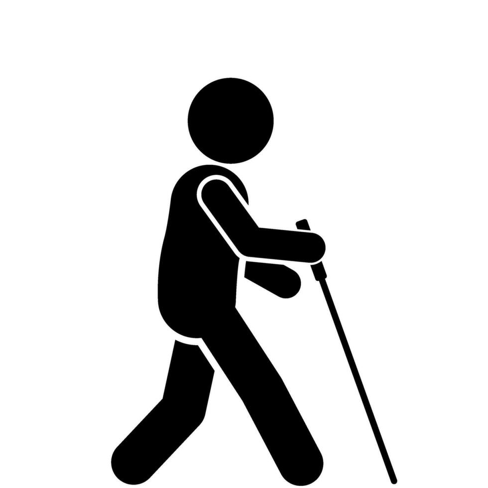 vector illustration of a blind man walking with a cane