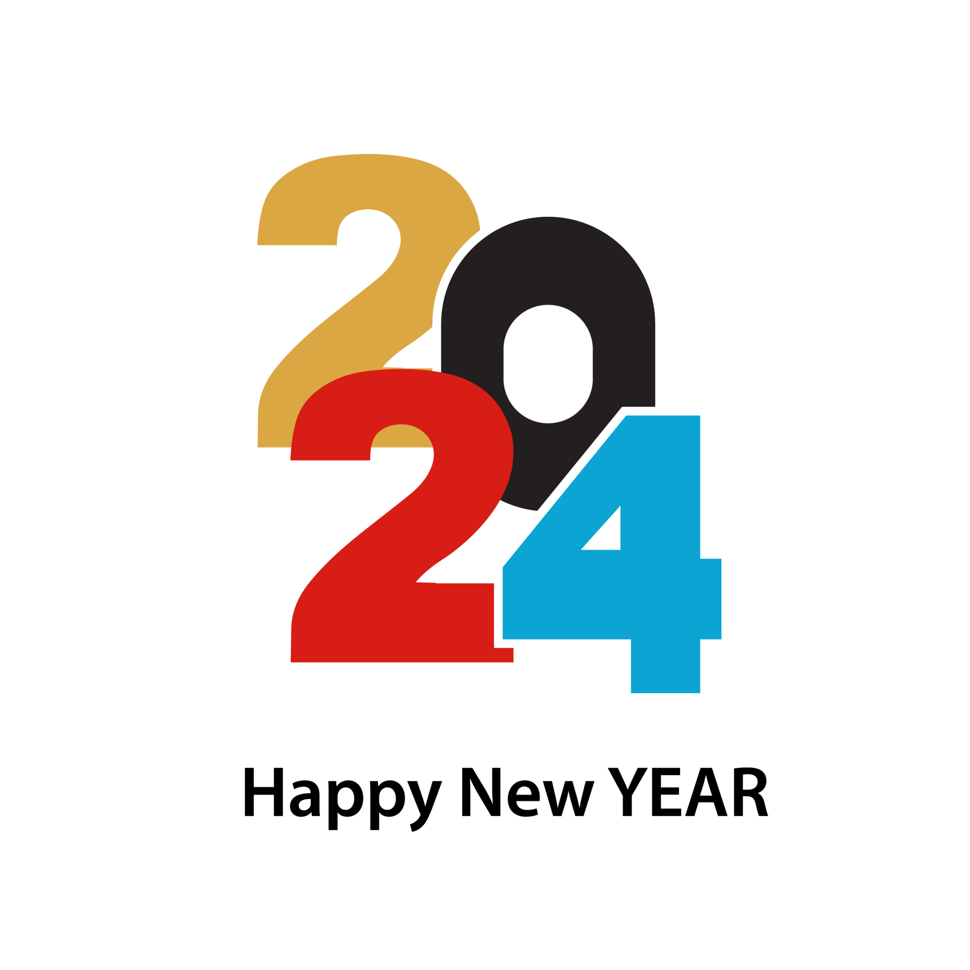 Happy new year 2024 design. With colorful truncated number