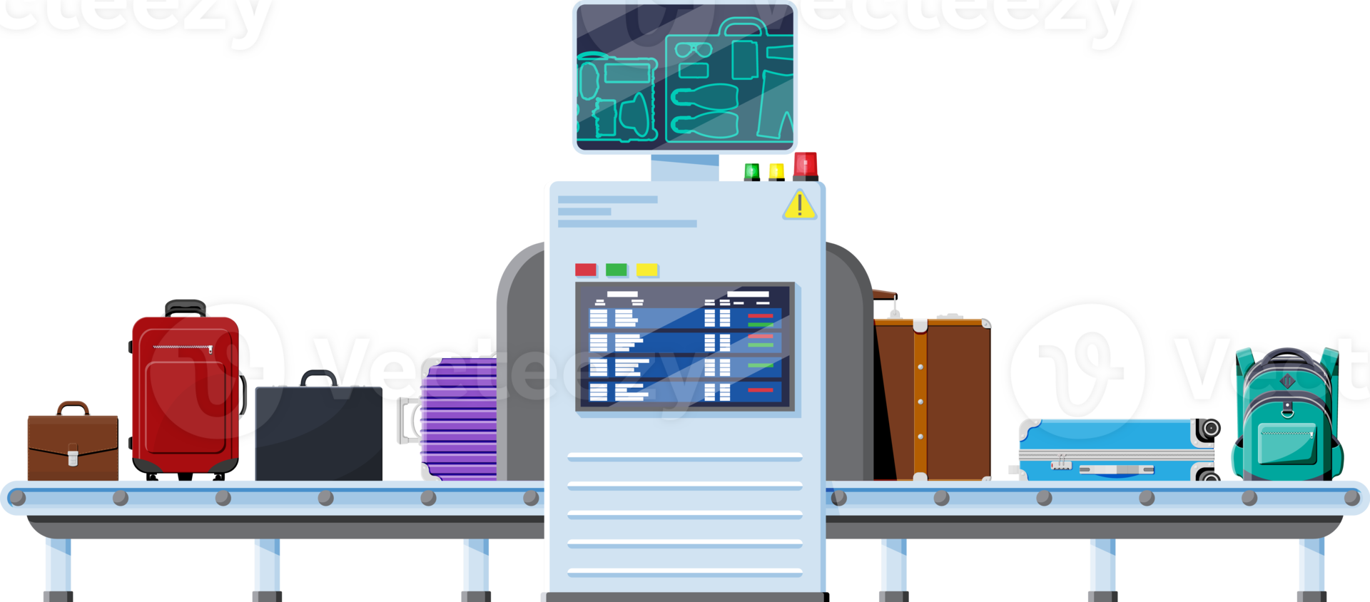 Airport Security Scanner. Conveyor With Luggage png