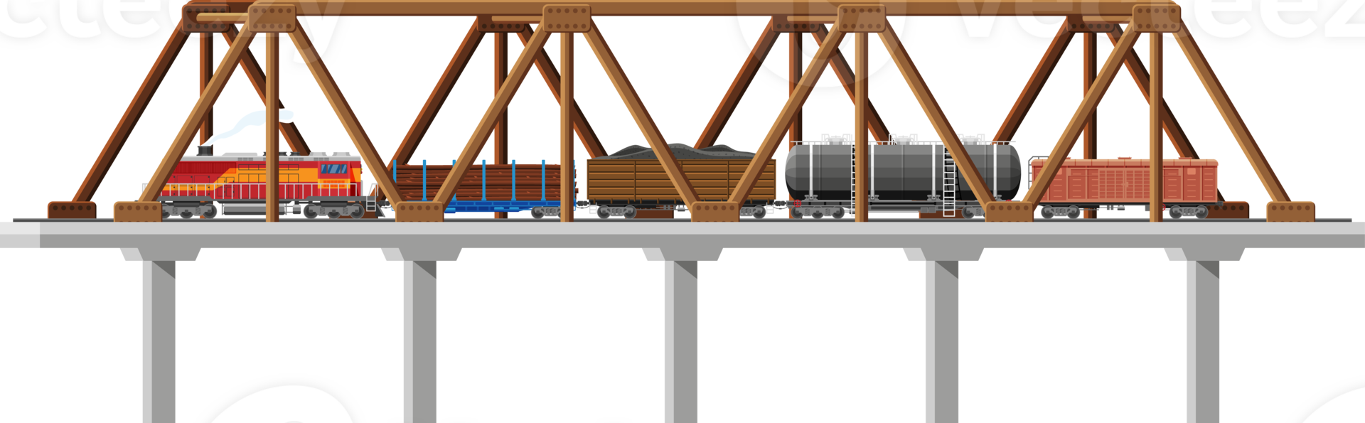 Cargo Train on Bridge png