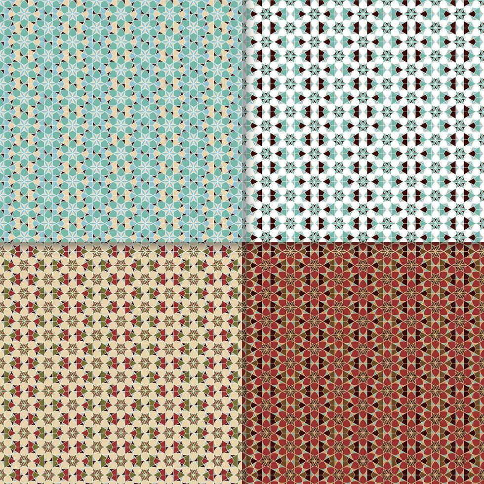 Four geometric seamless patterns. Can be used on textiles, wallpapers, surfaces, venue designs and as a background for cards and invitations vector
