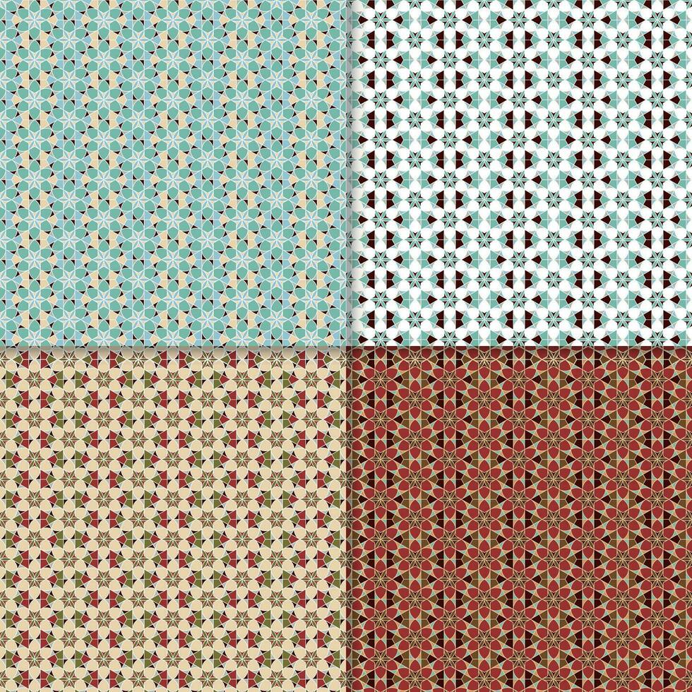 Four geometric seamless patterns. Can be used on textiles, wallpapers, surfaces, venue designs and as a background for cards and invitations vector