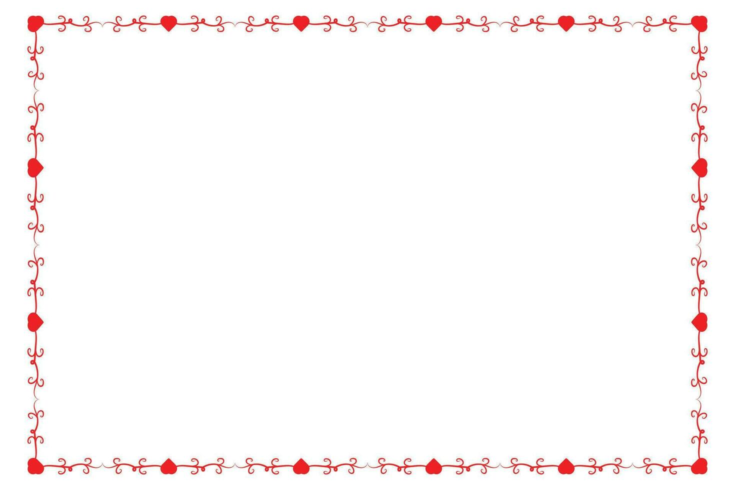 Heart Swirl Romantic Love ornaments isolated border layout, red hearts ornate award frame border, Valentines Day Card Border Square frame design, decorative heart rectangle frame vector element