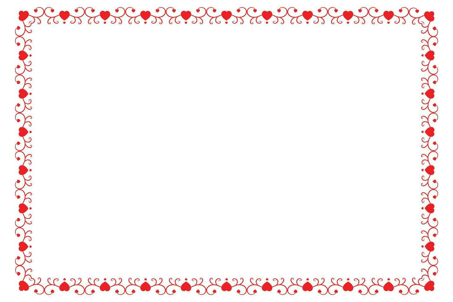 Heart Swirl Romantic Love ornaments isolated border layout, red hearts ornate award frame border, Valentines Day Card Border Square frame design, decorative heart rectangle frame vector element