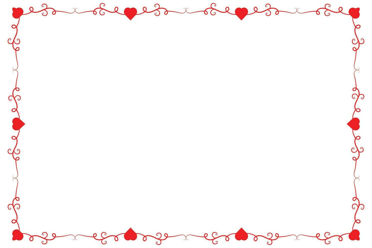Heart Swirl Romantic Love ornaments isolated border layout, red hearts ornate award frame border, Valentines Day Card Border Square frame design, decorative heart rectangle frame vector element