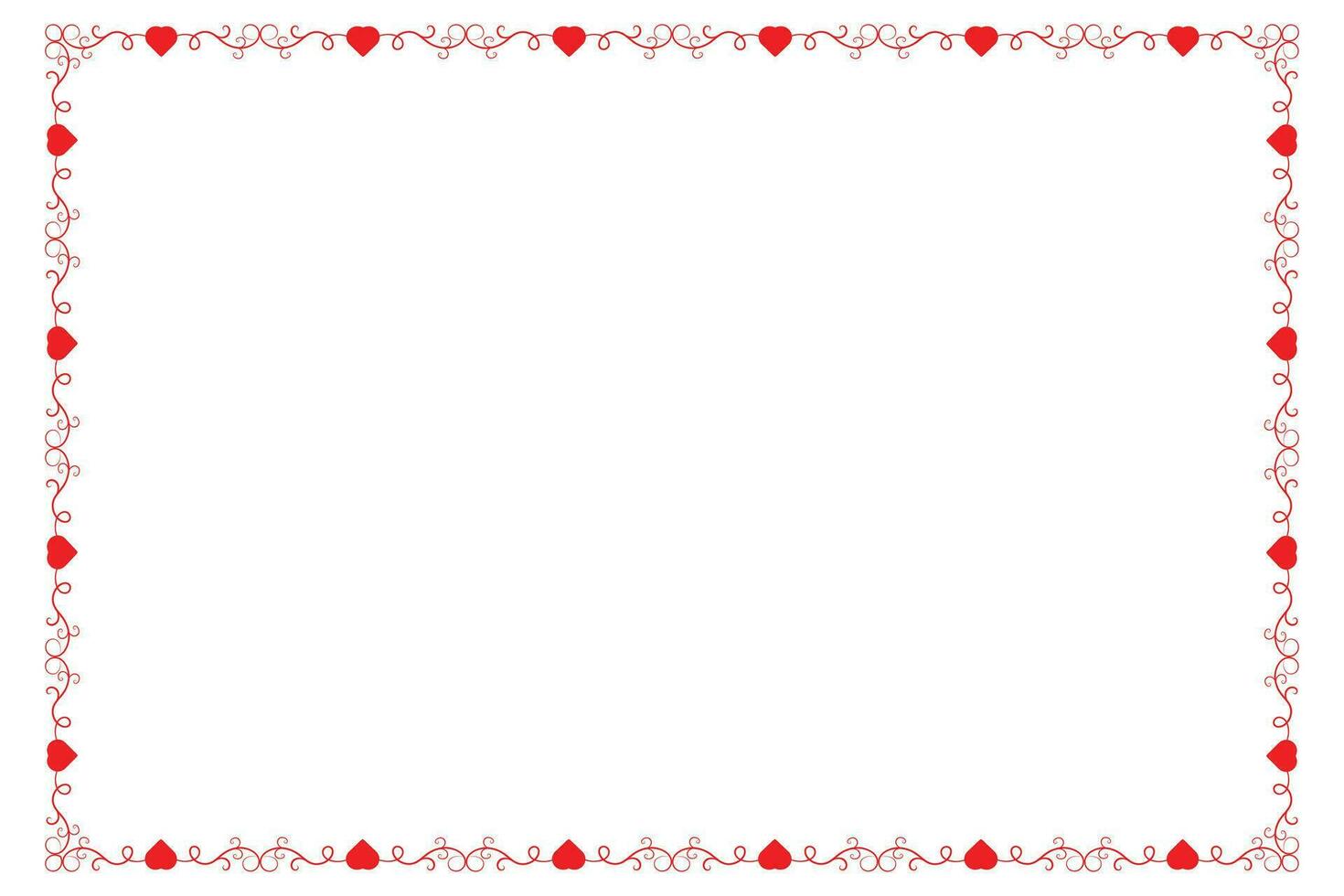 Heart Swirl Romantic Love ornaments isolated border layout, red hearts ornate award frame border, Valentines Day Card Border Square frame design, decorative heart rectangle frame vector element