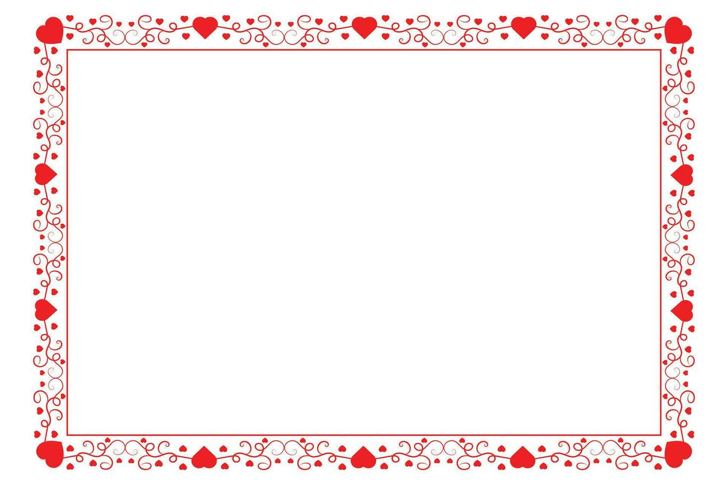 Heart Swirl Romantic Love ornaments isolated border layout, red hearts ornate award frame border, Valentines Day Card Border Square frame design, decorative heart rectangle frame vector element