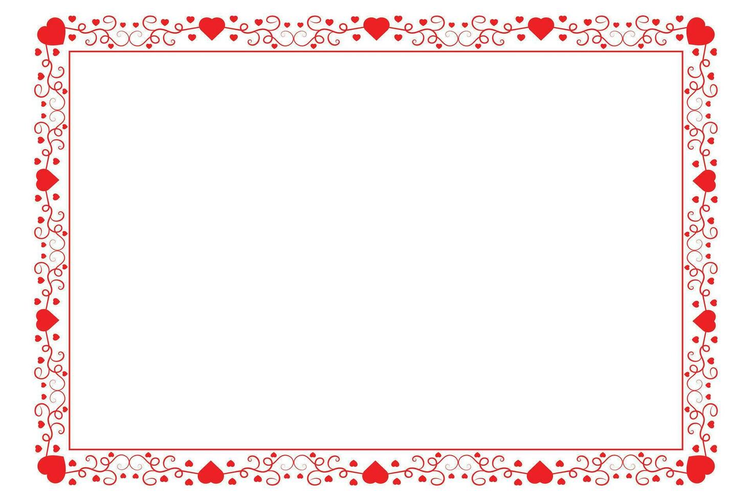 Heart Swirl Romantic Love ornaments isolated border layout, red hearts ornate award frame border, Valentines Day Card Border Square frame design, decorative heart rectangle frame vector element