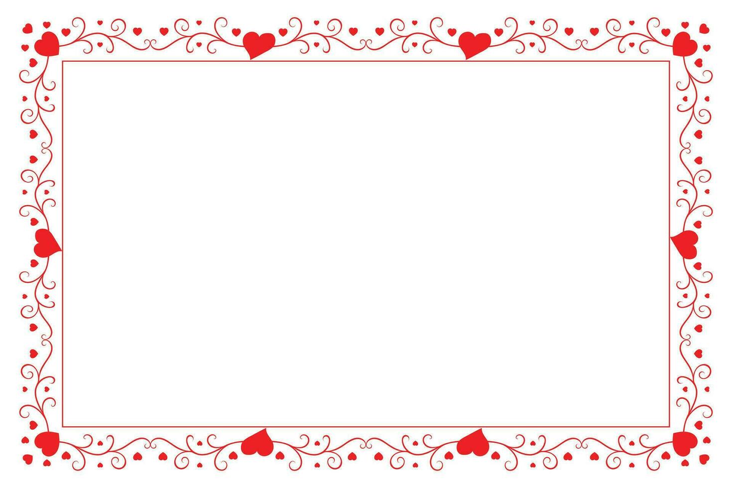 Heart Swirl Romantic Love ornaments isolated border layout, red hearts ornate award frame border, Valentines Day Card Border Square frame design, decorative heart rectangle frame vector element