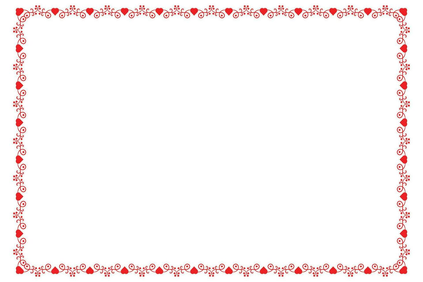 Heart Swirl Romantic Love ornaments isolated border layout, red hearts ornate award frame border, Valentines Day Card Border Square frame design, decorative heart rectangle frame vector element
