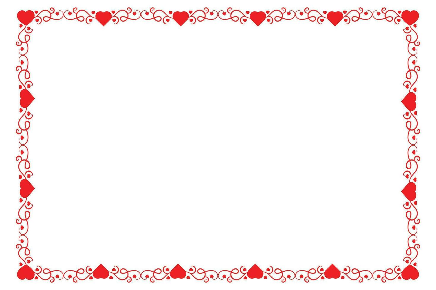 Heart Swirl Romantic Love ornaments isolated border layout, red hearts ornate award frame border, Valentines Day Card Border Square frame design, decorative heart rectangle frame vector element
