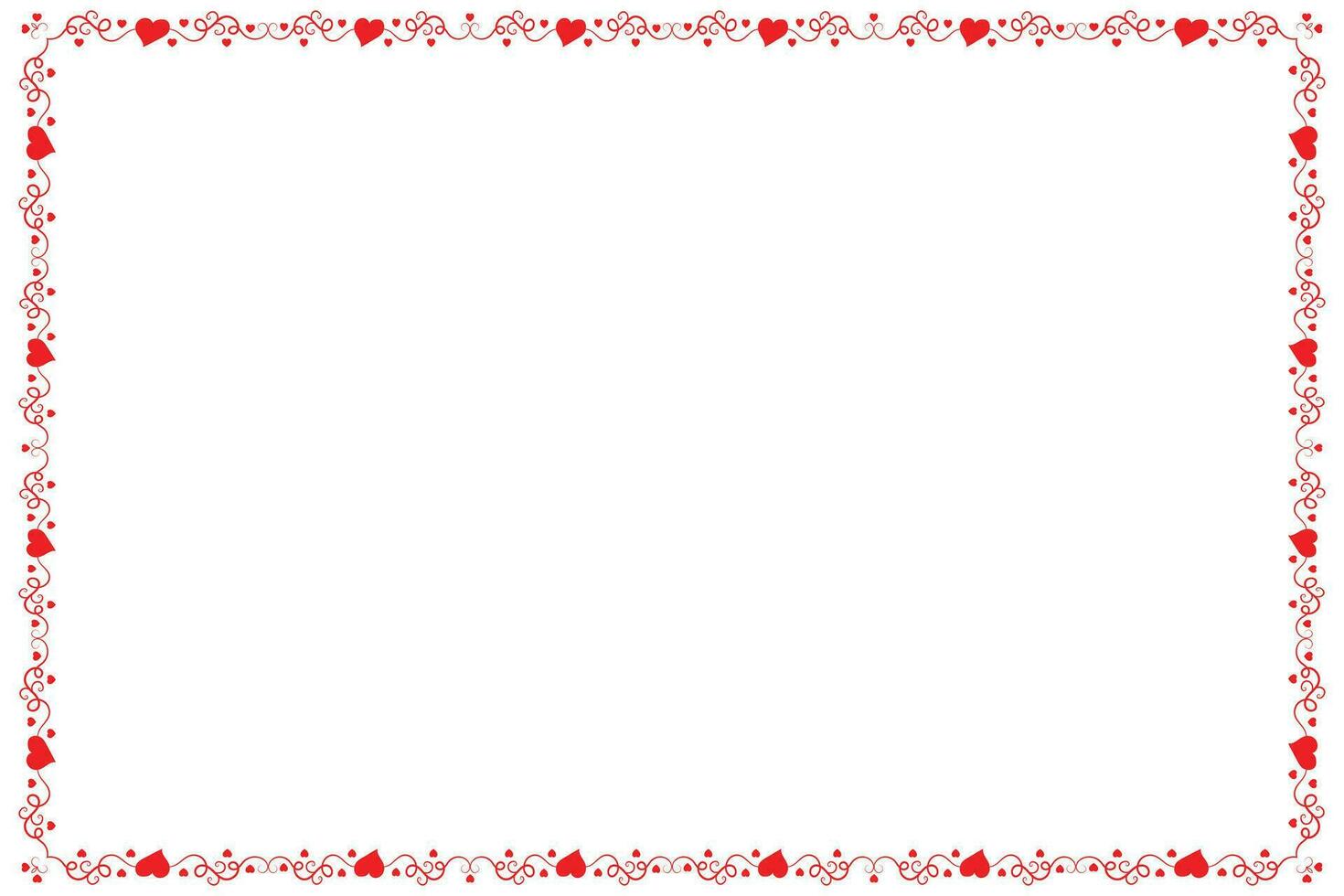 Heart Swirl Romantic Love ornaments isolated border layout, red hearts ornate award frame border, Valentines Day Card Border Square frame design, decorative heart rectangle frame vector element