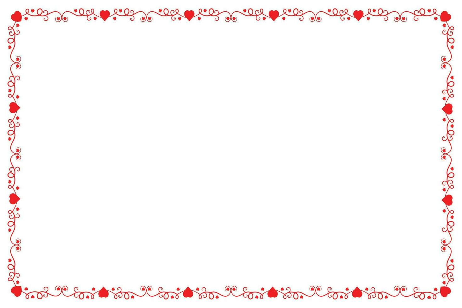 Heart Swirl Romantic Love ornaments isolated border layout, red hearts ornate award frame border, Valentines Day Card Border Square frame design, decorative heart rectangle frame vector element