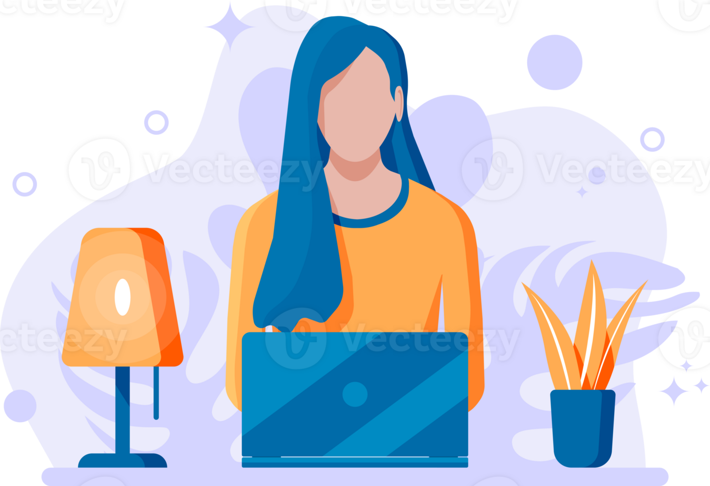 Young woman with laptop png