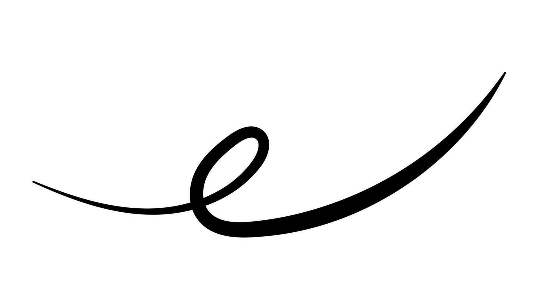 Simple curved calligraphy line, curved line with curl swish wave vector