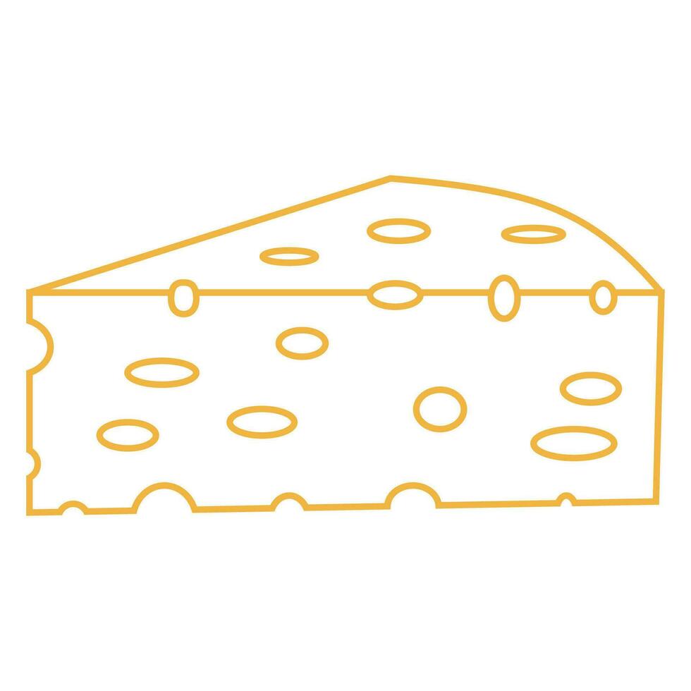 Cartoon outlines piece cheese for mousetrap, cheese bait for mice vector