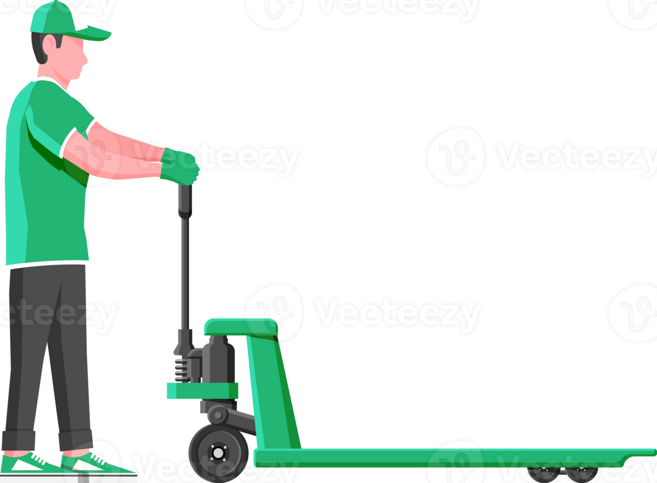 Man with hand pallet jack lift png