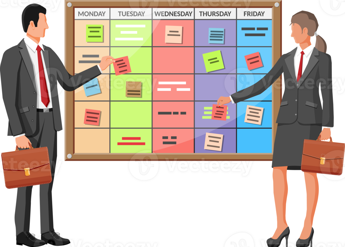Scrum agile board, business people. png