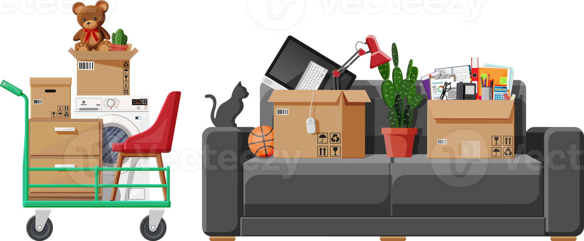 Mover and hand truck, package for transportation png