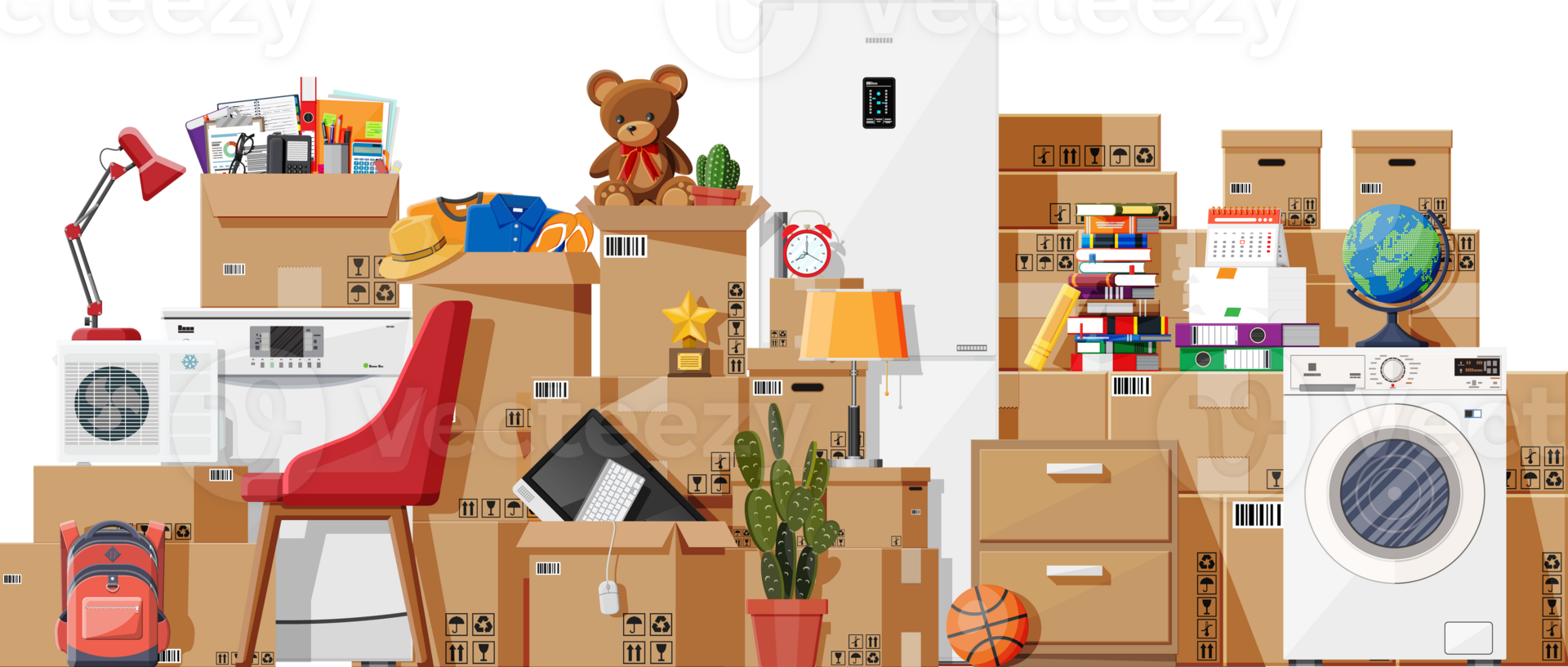 Moving to new house. Family relocated to new home. png