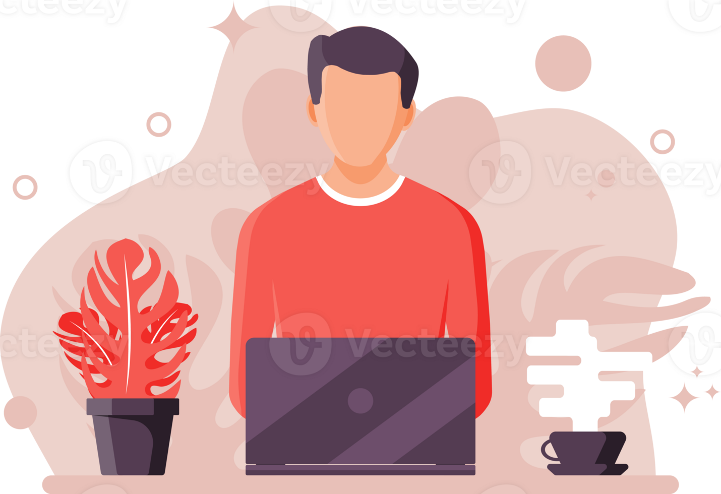 Young man with laptop png