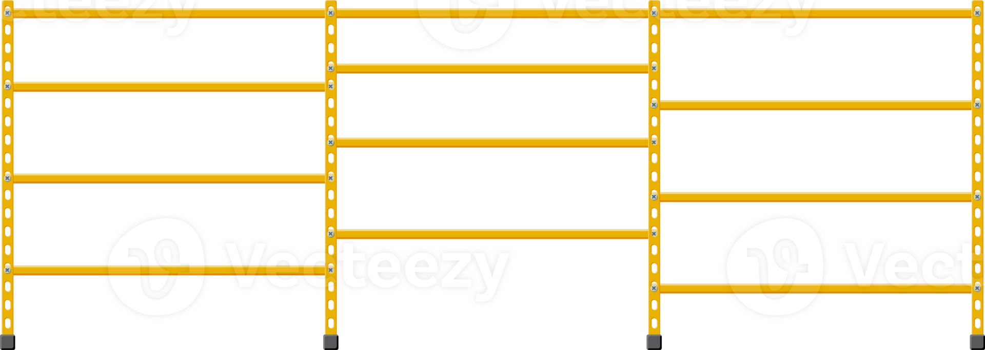 Metal yellow rack. Empty metallic storage shelves png