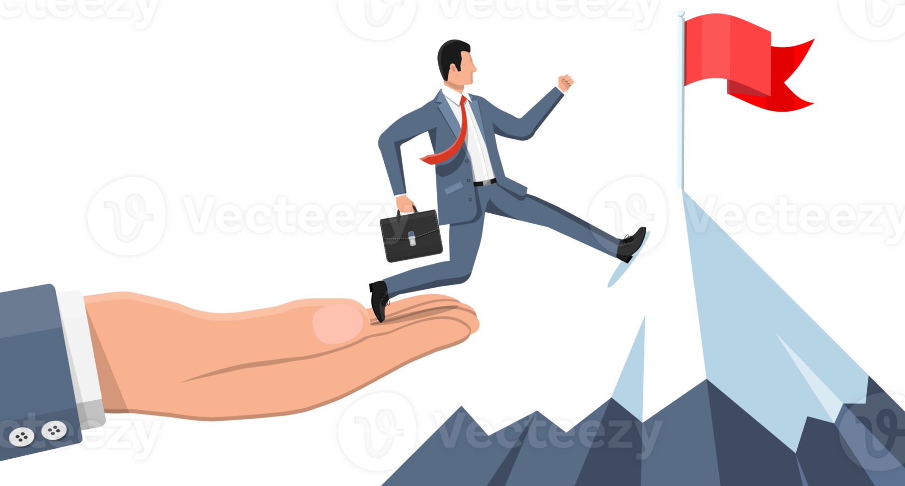 Businessman on chart ladder is fast running png