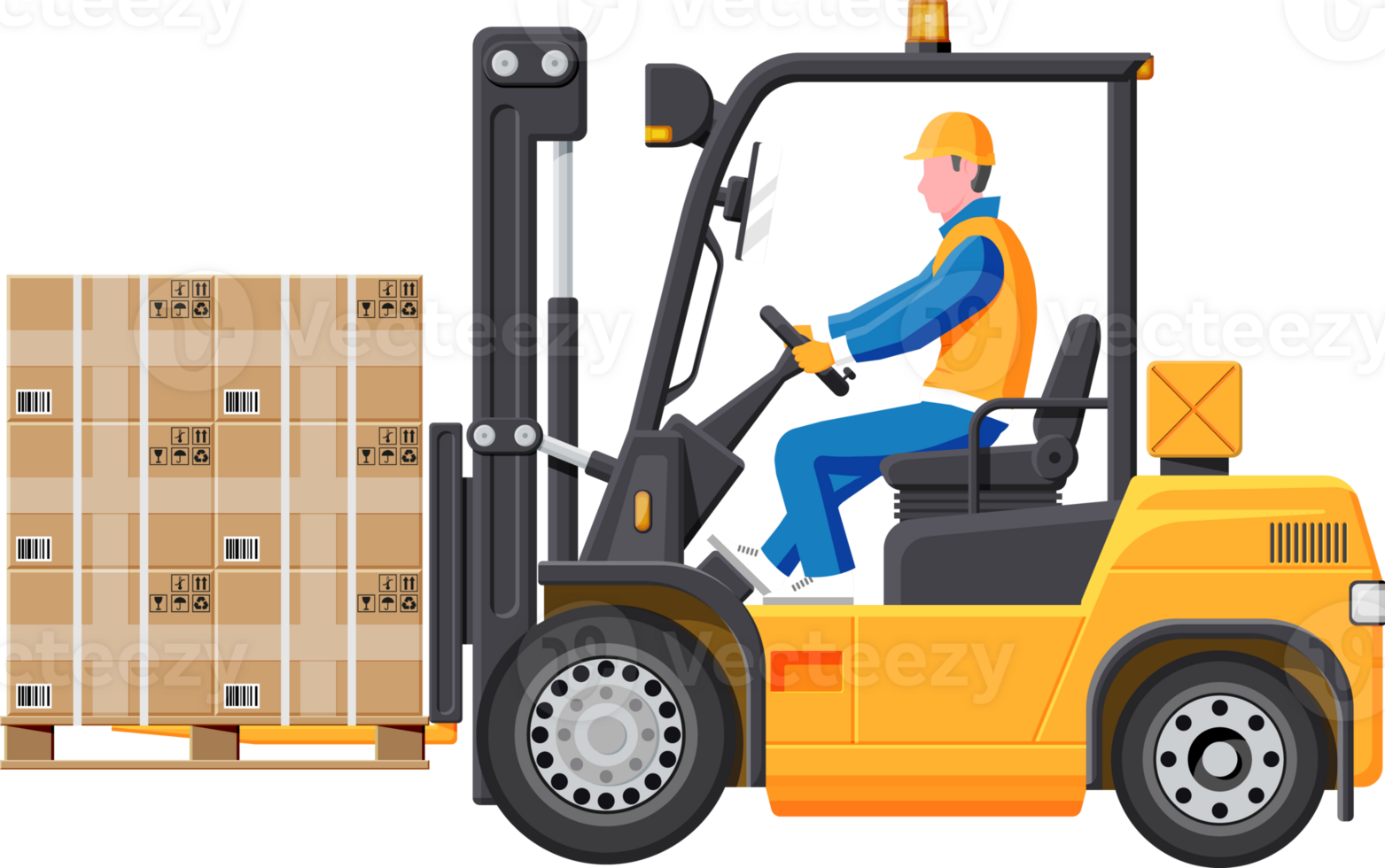 Forklift truck with driver png
