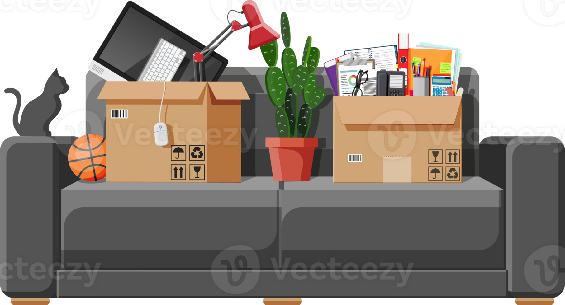 Delivery character man movers carry sofa png