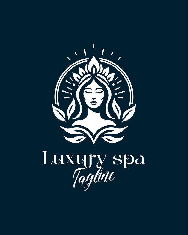 luxury feminine spa logo. This wellness inspired design exudes sophistication and tranquility, making it the perfect symbol for beauty, relaxation, and holistic well being. vector