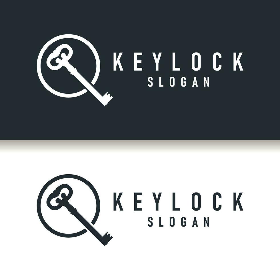 Home security design simple key logo old vintage minimalist template illustration vector