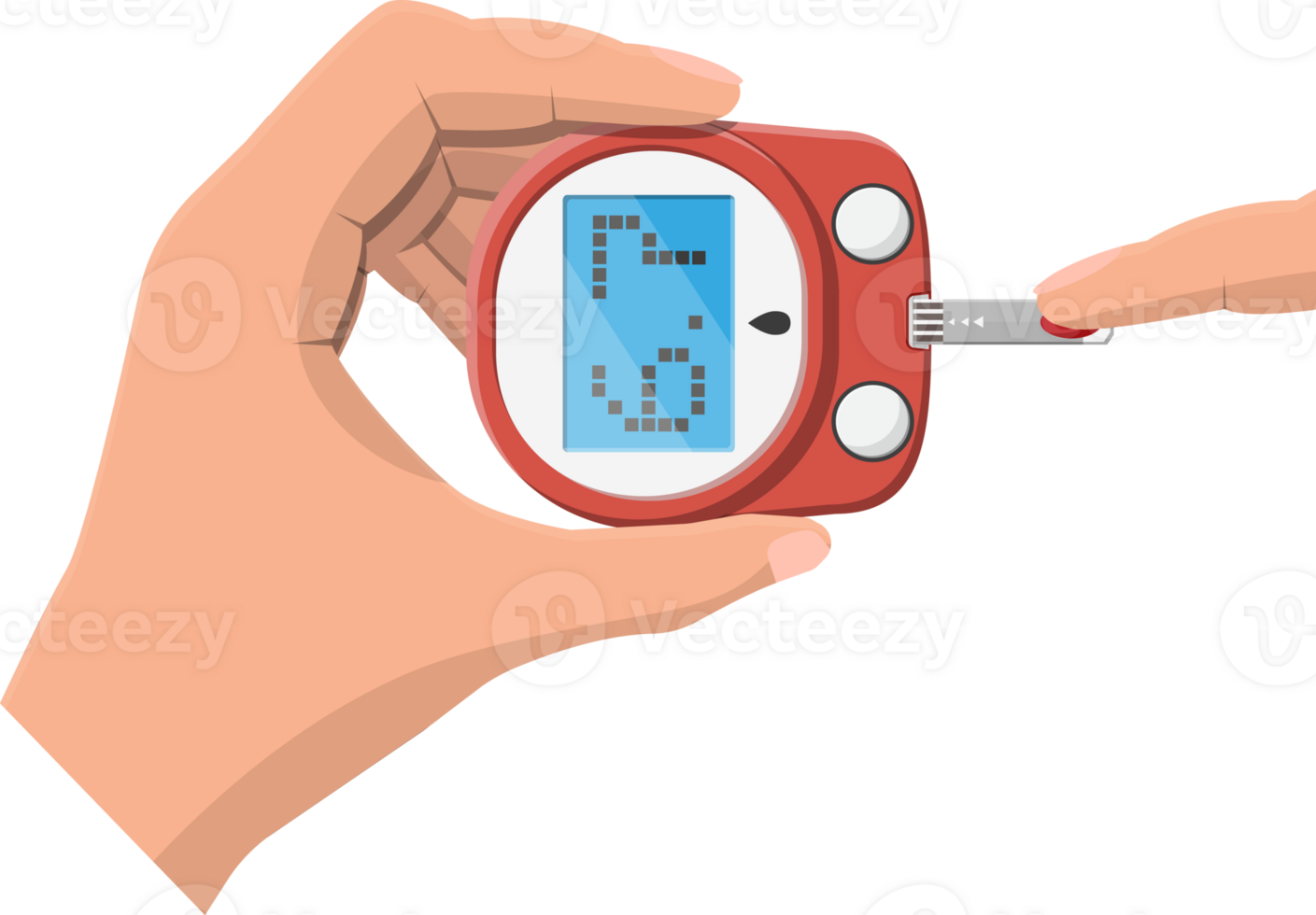 Testing blood glucose concept. Glucometer png