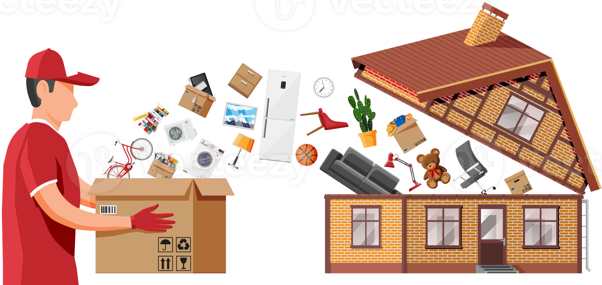 Building with home stuff inside and male mover. png