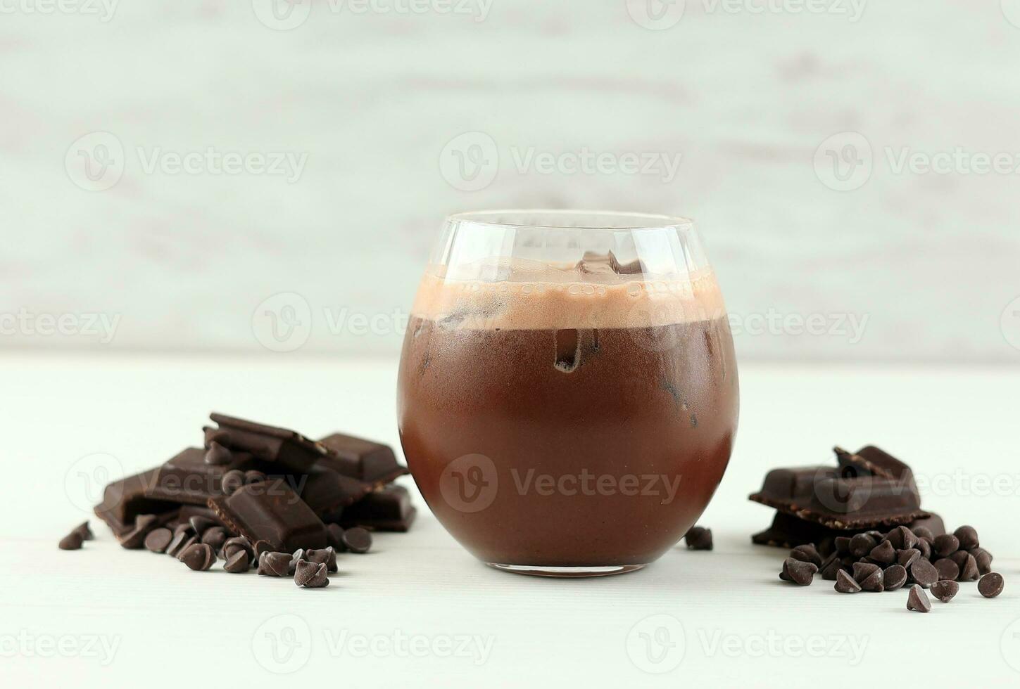 Iced Milk Chcocolate Drink on White Background photo