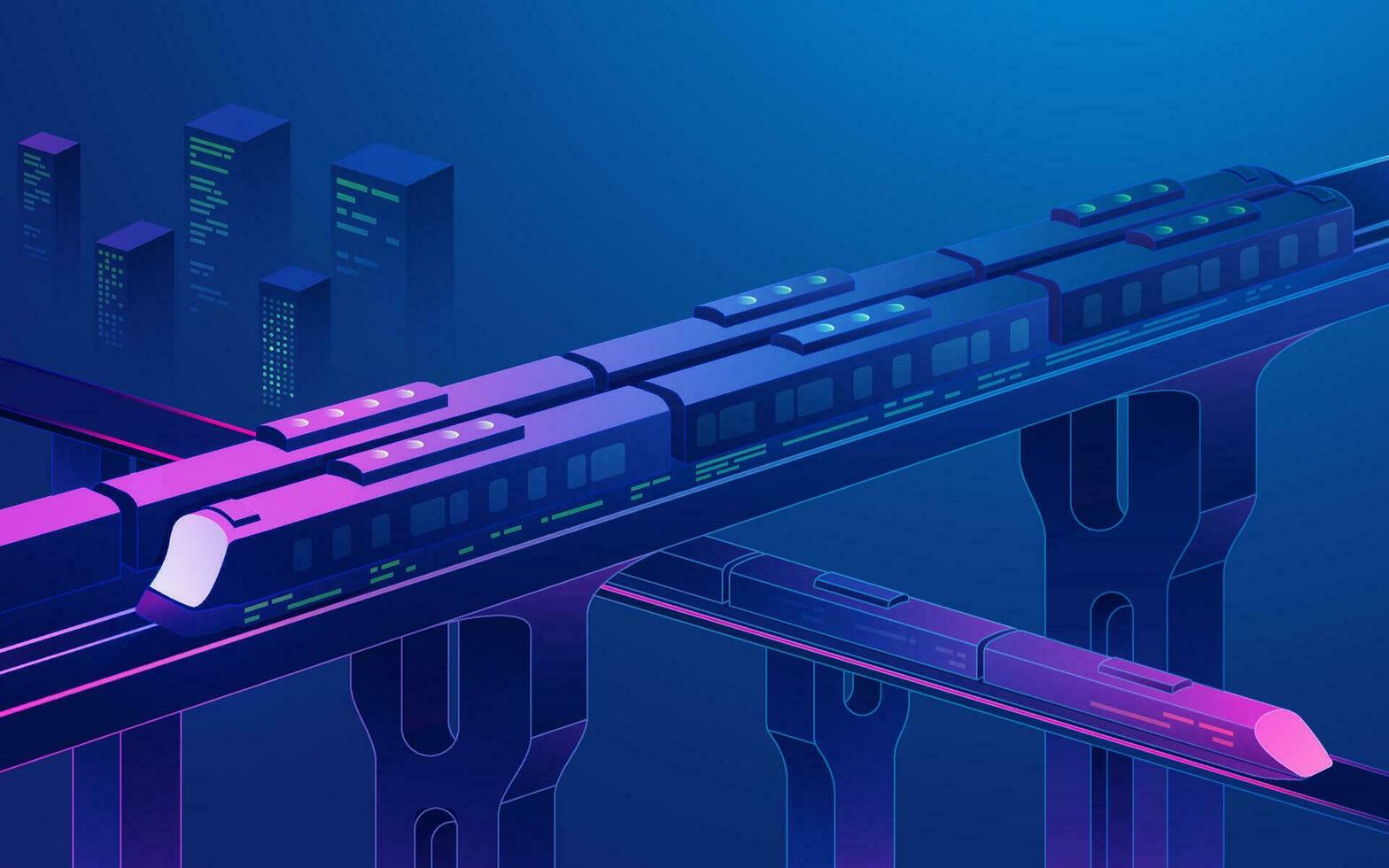 concept of urban transportation or travel technology, graphic vivid sky train vector