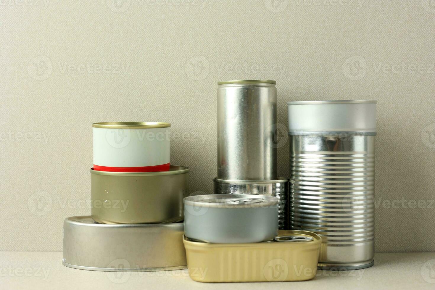 Stacked Tin Can with Food photo