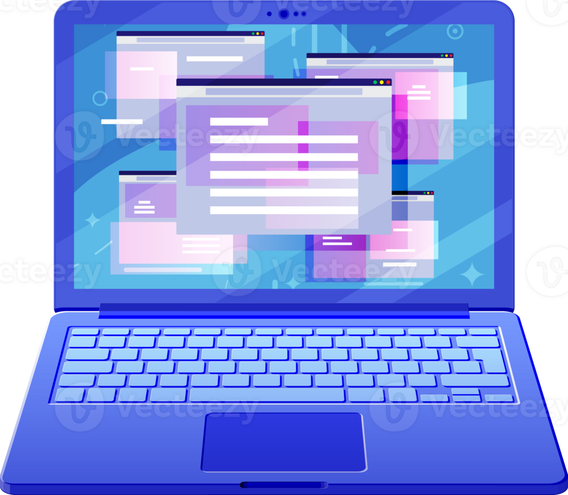 Operating system user interface on laptop png