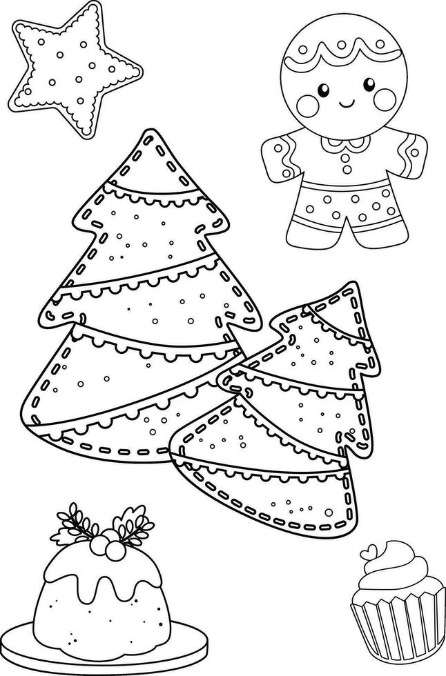 Christmas Decoration Ornaments Object Accessories Background Cartoon Coloring Activity Holiday for Kids and Adult vector