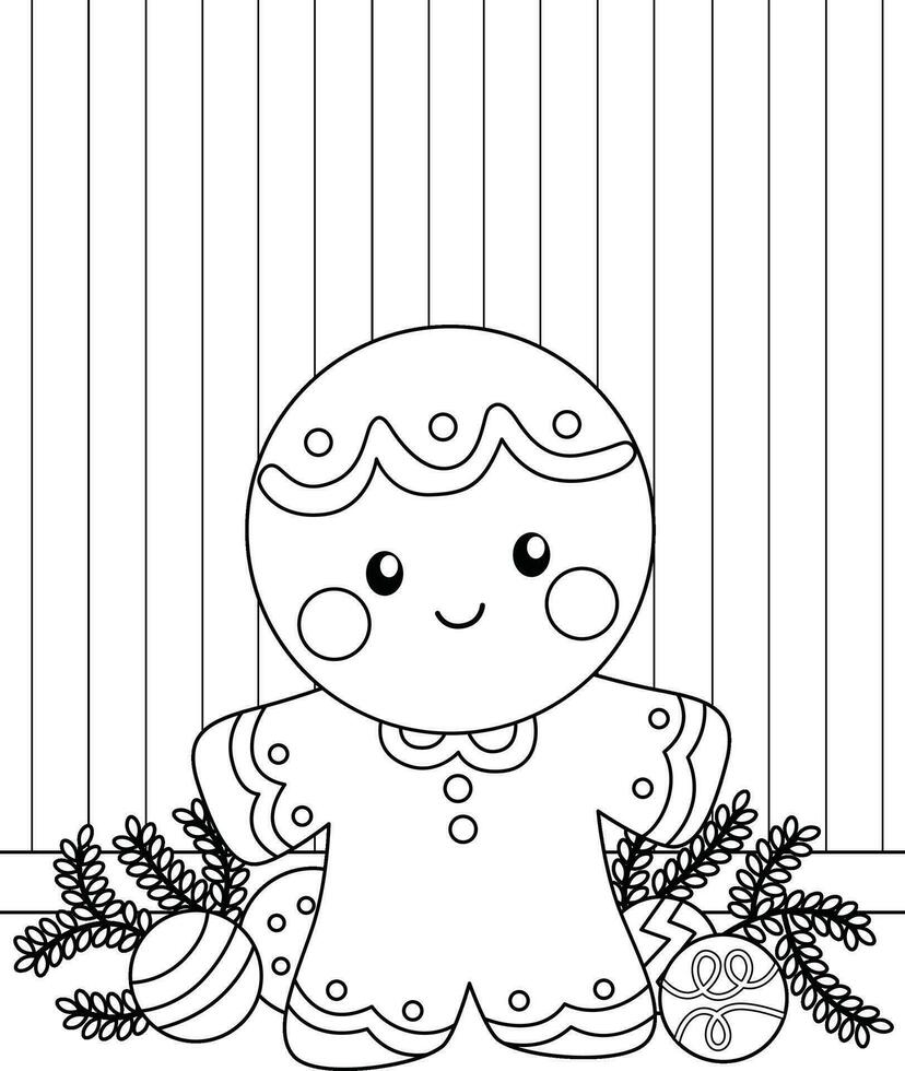 Christmas Gingerbread Cookies Character Cartoon Coloring Activity Holiday for Kids and Adult vector