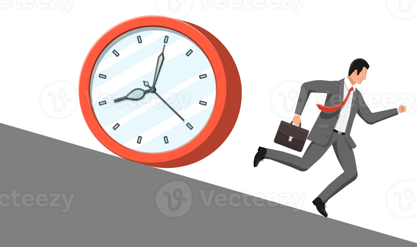 Businessman is fast running from big clock png