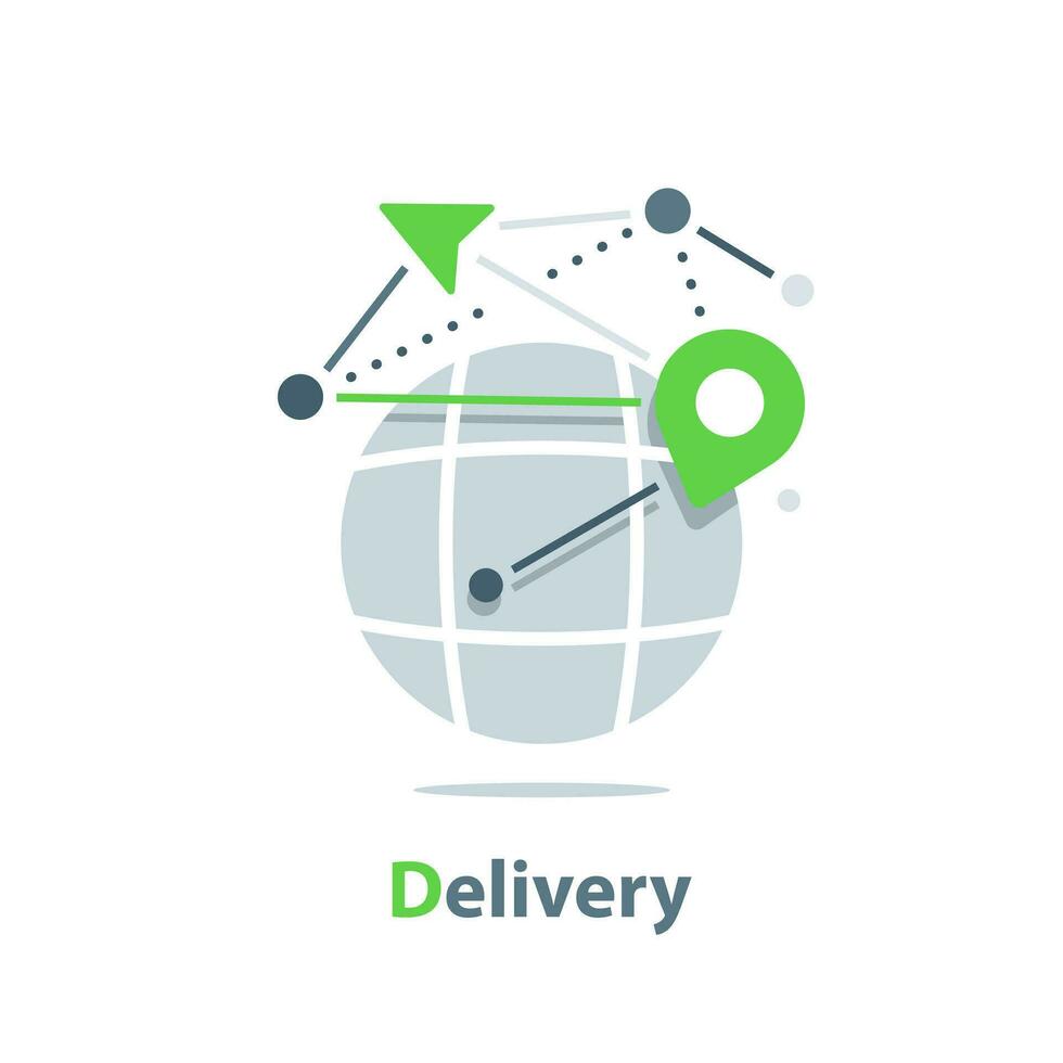 Global delivery and distribution, travel arrangements, international shipment vector